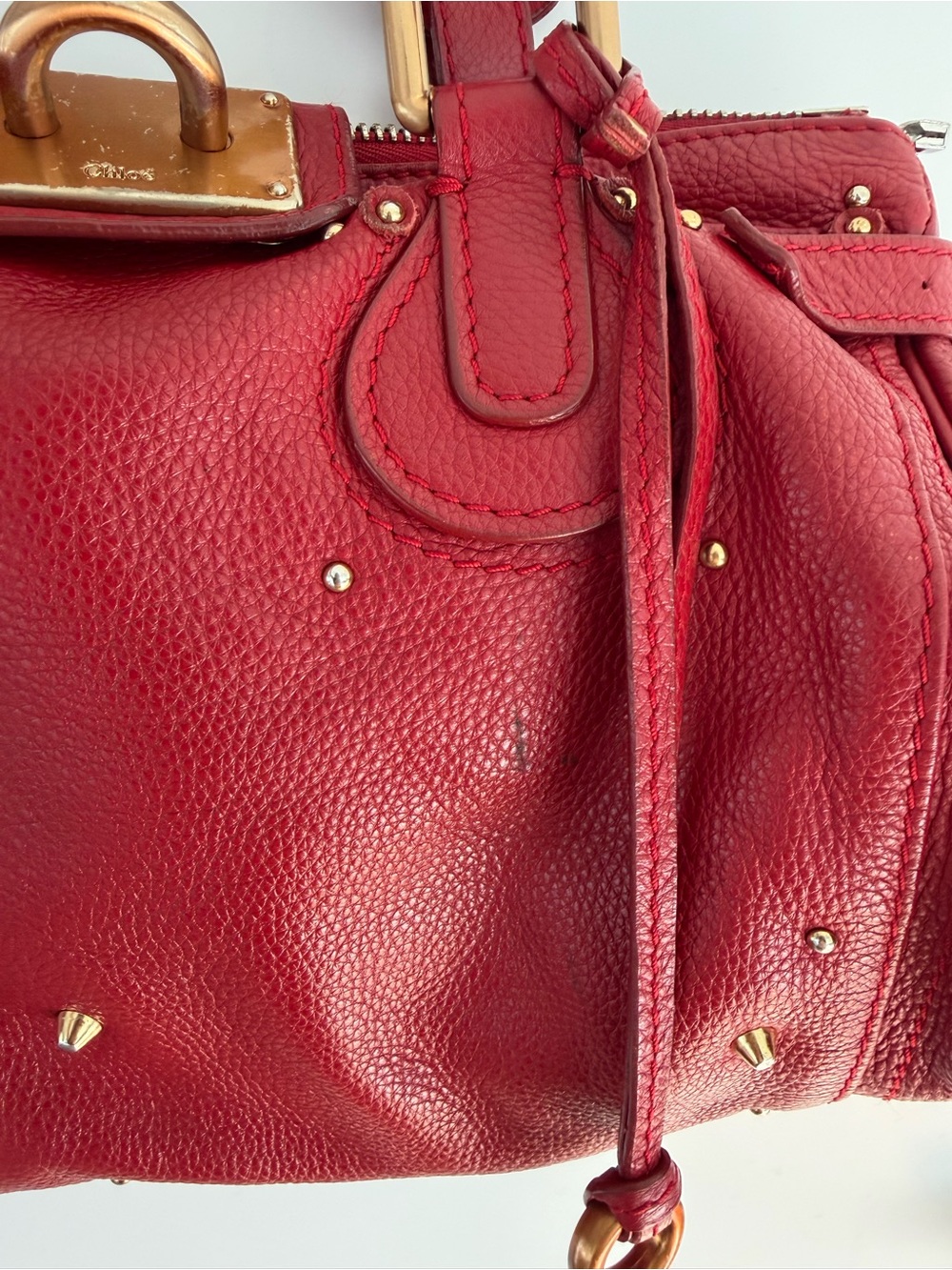 RED CHLOE PADDINGTON BAG - Picture 7 of 7